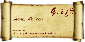Gedai Áron névjegykártya